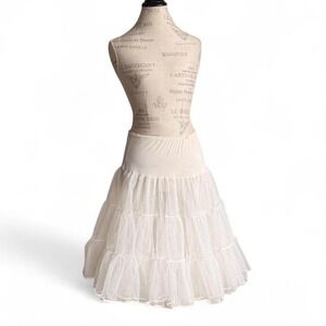 Vintage 60s White Nylon Tulle Petticoat Crinoline Skirt Elastic Waist
